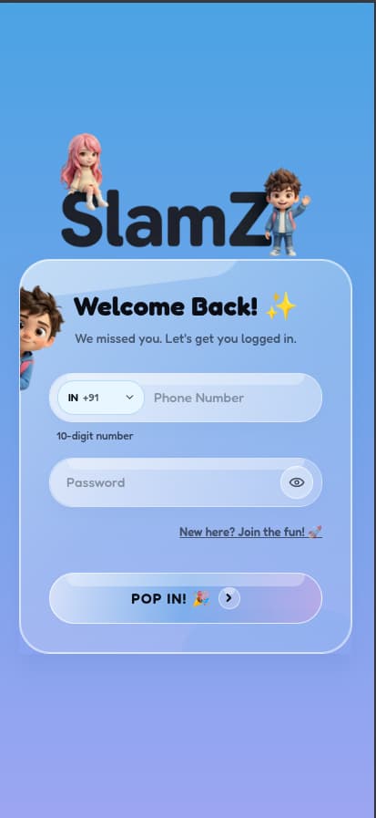 SlamZ mobile app screen